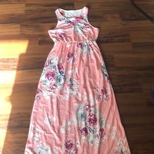 Pink floral maxi dress